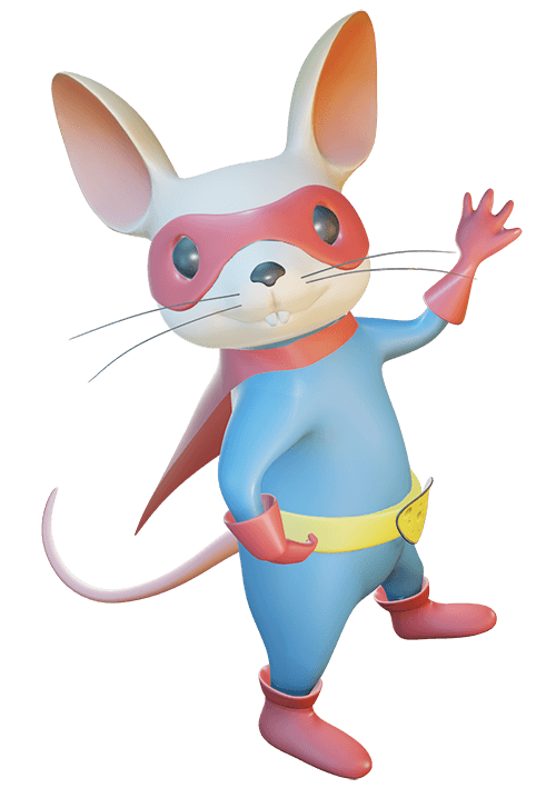 Mouse in superhero space costume