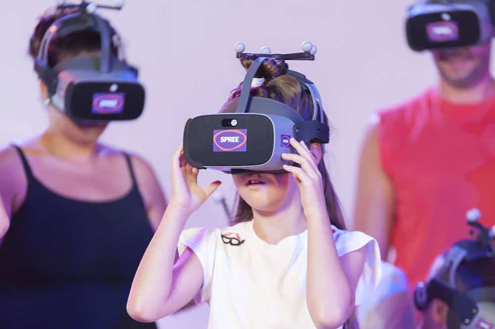 Girl wearing VR headset