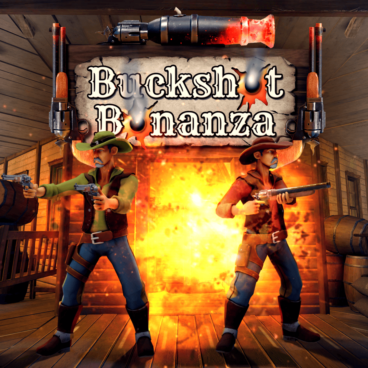 LOGO Buckshot Bonanza - Enter the wild west in Buckshot Bonanza. The new free-roam VR shooter from SPREE Interactive.